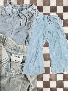 ZARA Kids Light Blue Drawstring Cotton Pants